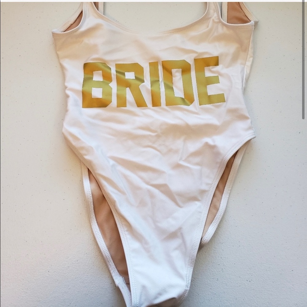 Private party white bride one piece bathing suit